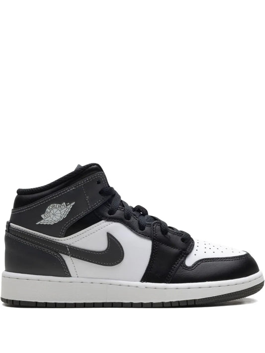 Air Jordan 1 Mid Black/ Iron Grey/ White Sneakers — Black — Size US M 9.5 - US W 11 — Front View
