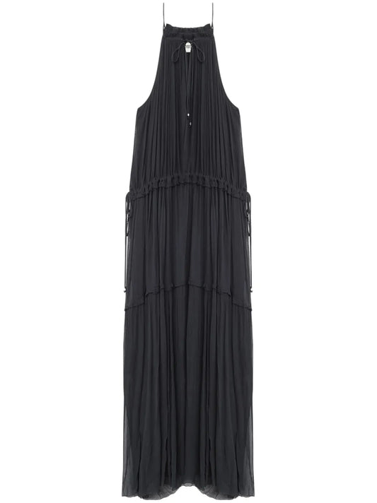 Marant Etoile Alita Maxi Dress — Black/ Red — Size XS — Front View