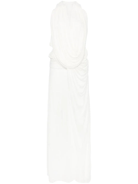 Christopher Esber Ripple Draped Maxi Dress — White — Size M — Front View