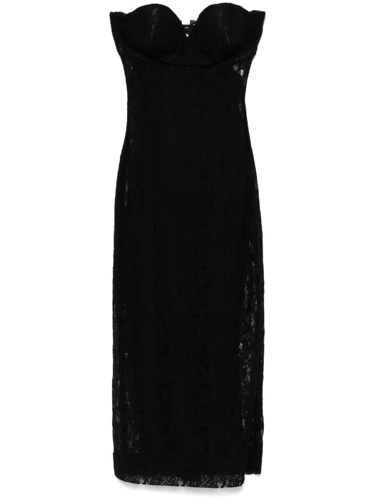 Dolce Gabbana Strapless Lace Dress — Black — Size XS — Front View