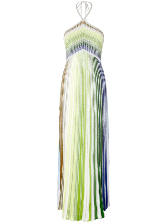 Missoni Striped Maxi Dress — Green — Size XS — Front View