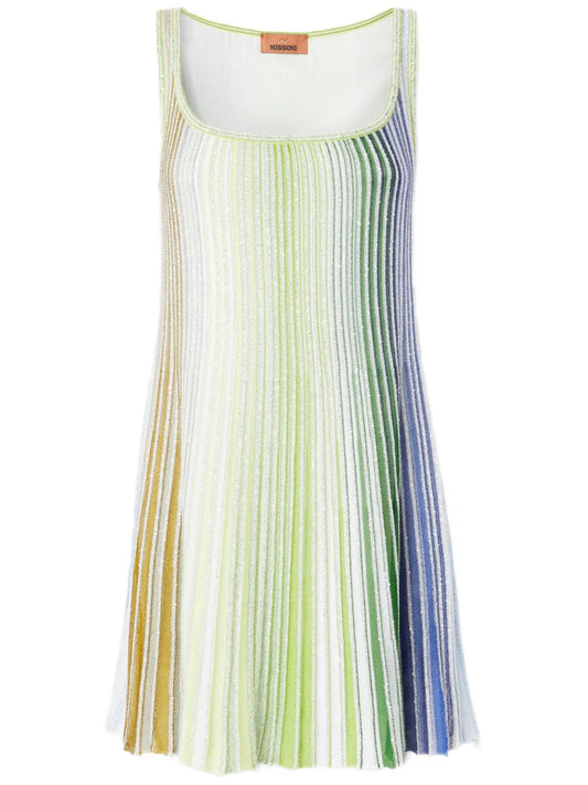 Missoni Plisse Mini Dress — Green — Size XS — Front View