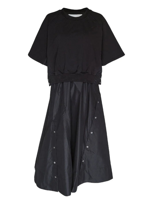 31 Phillip Lim Sweatshirt Paneled Dress — Black/ Red — Size XS — Front View