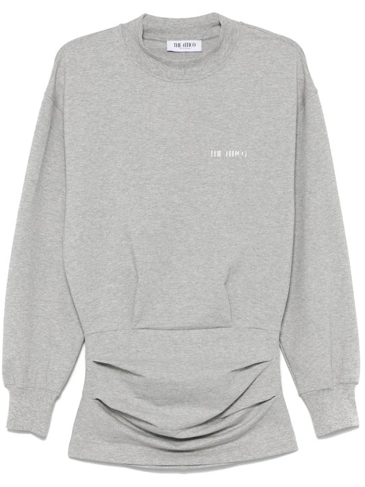 The Attico Logo Applique Mini Dress — Grey — Size XS — Front View