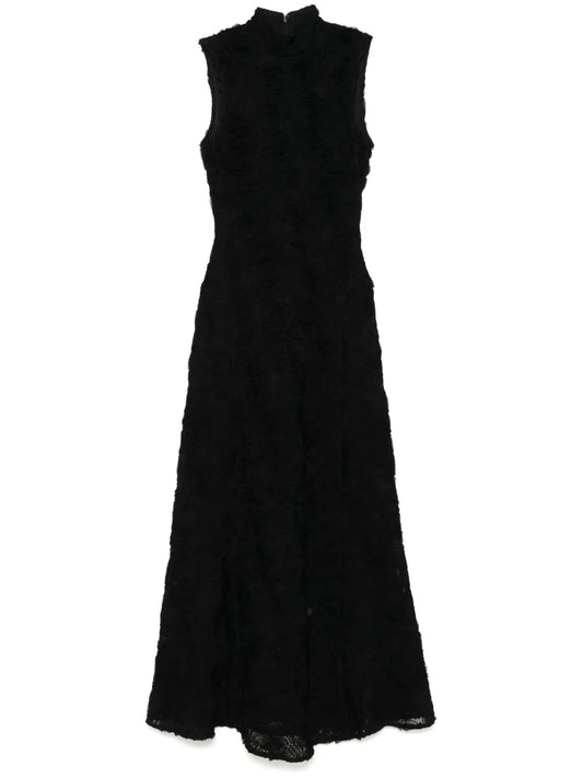 Rotate Birger Christensen Flower Mesh Maxi Dress — Black — Size S — Front View