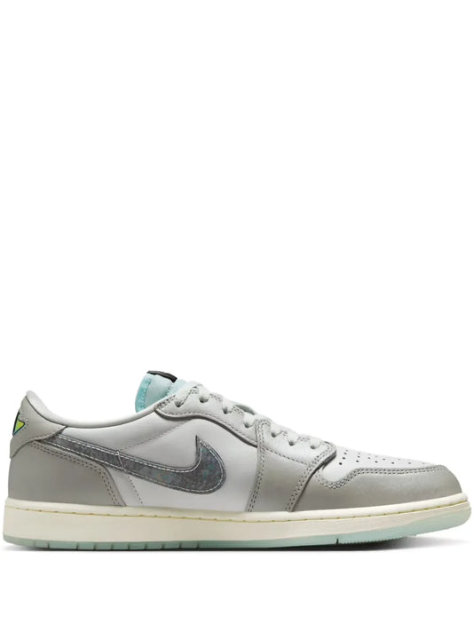 Air Jordan 1 Low Og Year Of The Snake Sneakers — Grey/White/Green — Size US M 10.5 - US W 12 — Front View