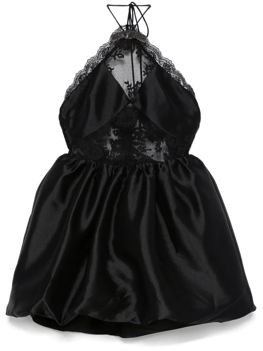 Self Portrait Lace Detailed Mini Dress — Black — Size S — Front View
