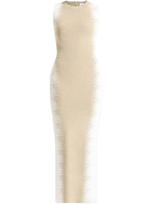 Herve Leger The Ruby Midi Dress — Beige — Size XS — Front View