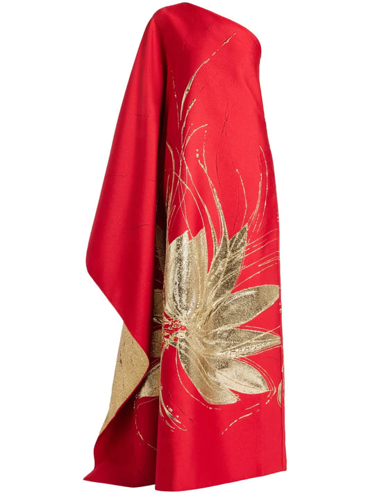 Taller Marmo Floral Print Gown — Red — Size XS — Front View