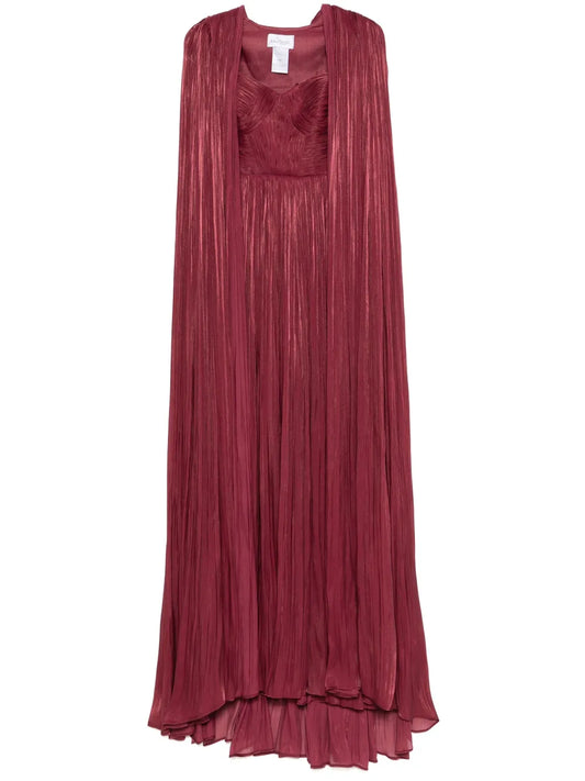 Ana Radu Layered Plisse Gown — Red — Size S — Front View