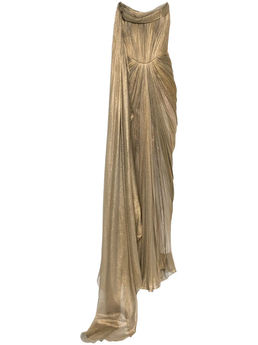 Iris Serban Elem Maxi Dress — Gold — Size XS — Front View