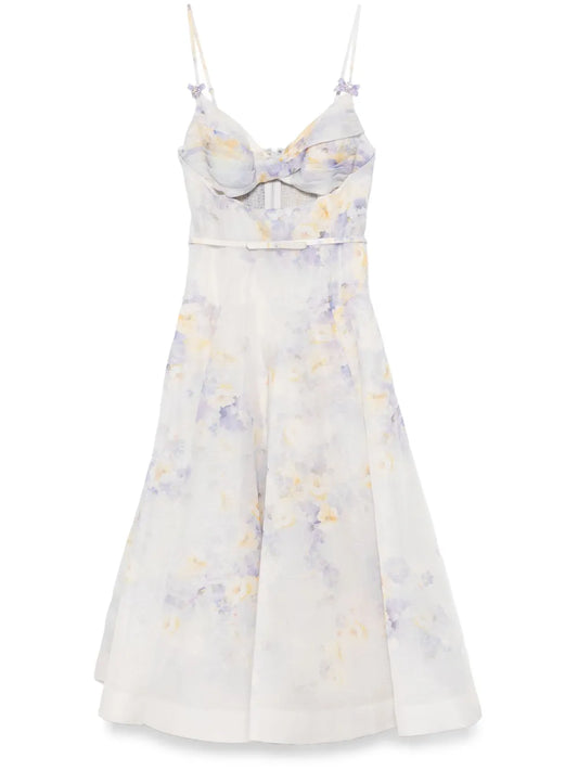 Zimmermann Crush Midi Dress — White — Size XS — Front View