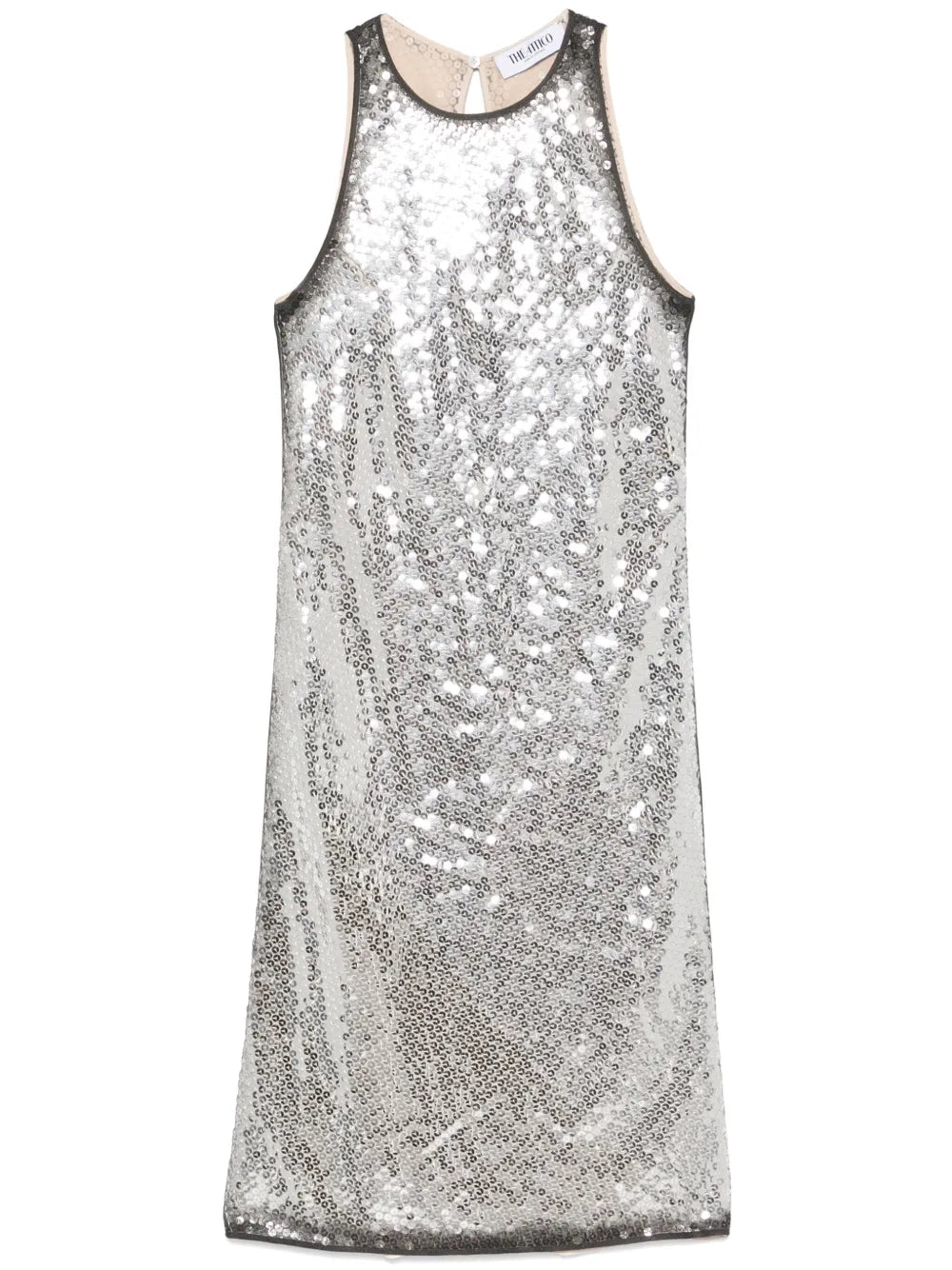The Attico Sequin Embellished Mini Dress — Silver — Size XS — Front View
