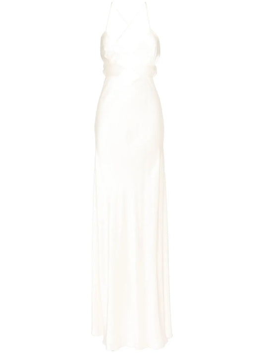 Michelle Mason Cutout Detail Gown — White/ Ivory — Size XS — Front View