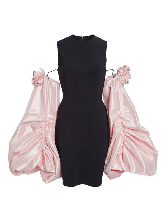 Coperni Taffeta Sleeved Dress — Black — Size XXS — Front View