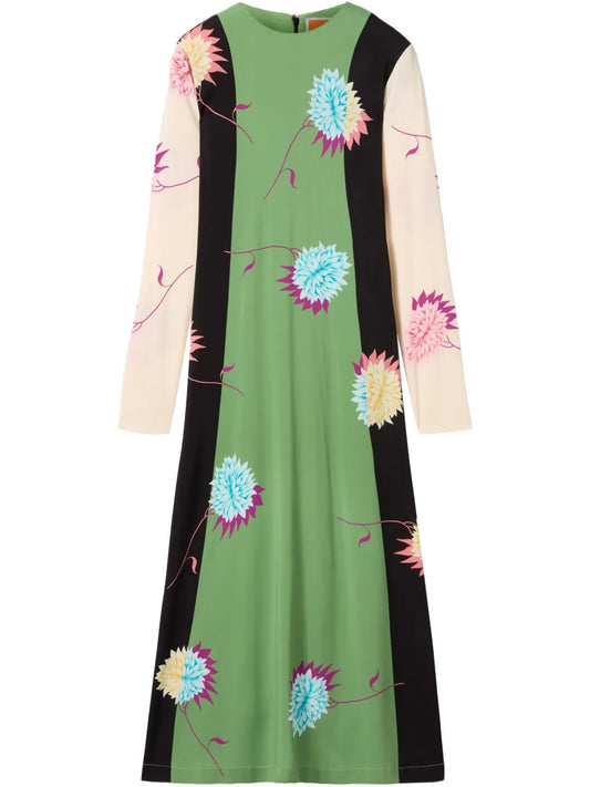La Doublej Long Sleeve Swing Dress — Green — Size XS — Front View