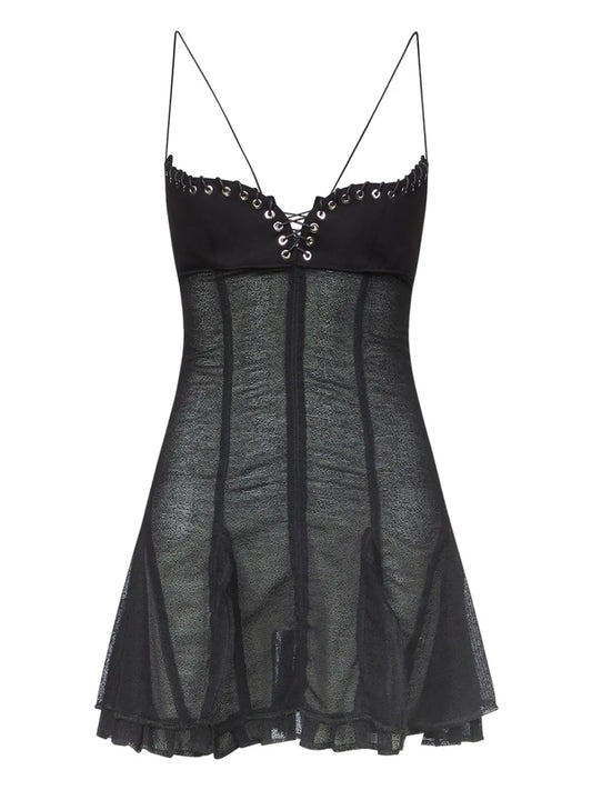 Ludovic De Saint Sernin Eva Mini Dress — Black — Size XS — Front View