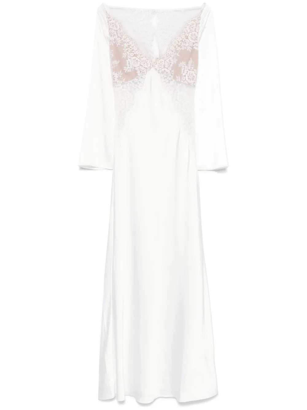 Self Portrait Lace Satin Gown — White — Size S — Front View