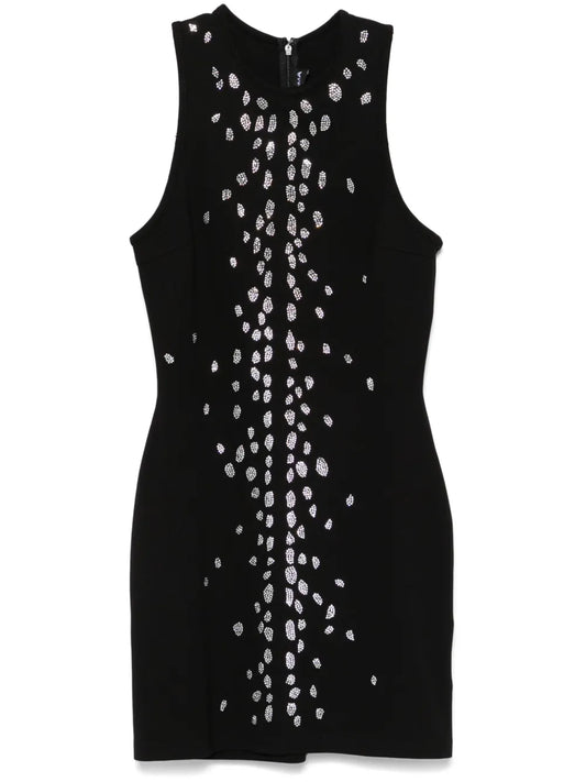 David Koma Crystal Embellished Mini Dress — Black — Size XXL — Front View