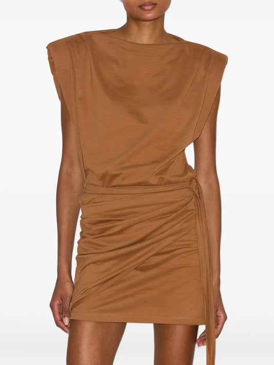 Isabel Marant Marielle Wrap Mini Dress — Brown — Size XS — Front View