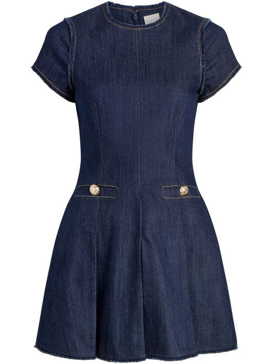 Cinq A Sept Denim Nova Dress — Blue — Size XS — Front View