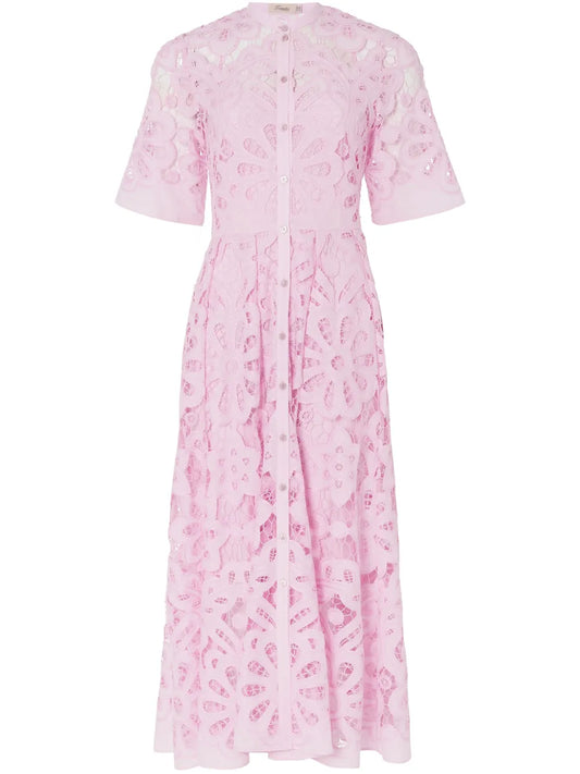 Temperley London Guinevere Shirt Dress — Pink — Size XS — Front View