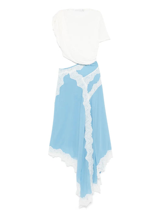 Christopher Esber Lace Detailing Midi Dress — Blue — Size XS — Front View