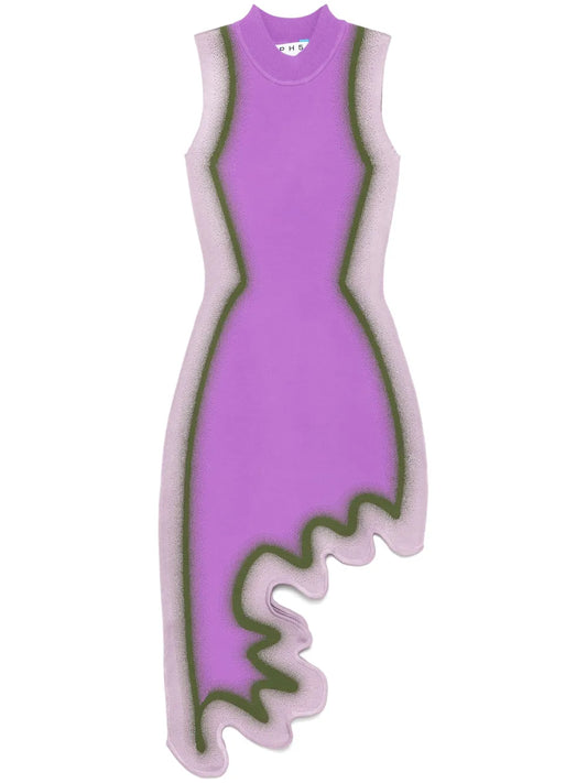 Ph5 Brooklyn Wavy Asymmetric Dress — Purple — Size XS — Front View