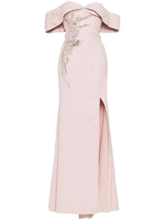 Saiid Kobeisy Embellished Long Dress — Pink — Size XS — Front View
