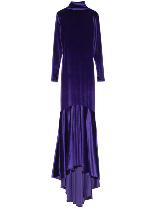 Atu Body Couture Velvet Mermaid Gown — Purple — Size XS — Front View