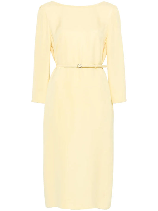 Gucci Cady Midi Dress — Yellow — Size M — Front View