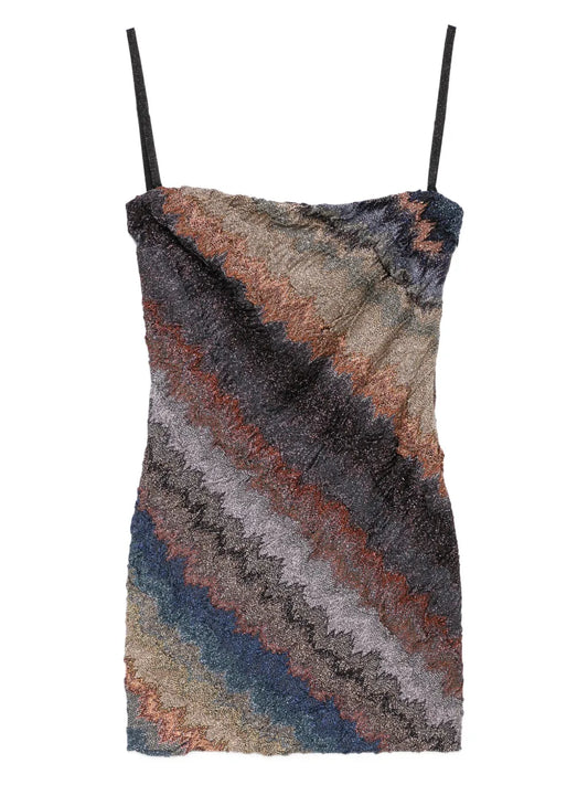 Missoni Zigzag Strapless Mini Dress — Brown — Size XS — Front View