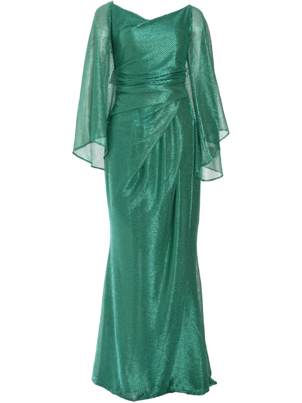 Talbot Runhof Voile Mermaid Dress — Green — Size XS — Front View