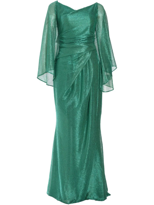 Talbot Runhof Voile Mermaid Dress — Green — Size XS — Front View