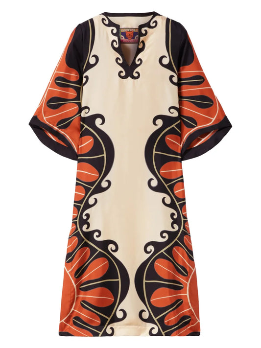 La Doublej X Mother The Kaftan Dress — Tan — Size S — Front View