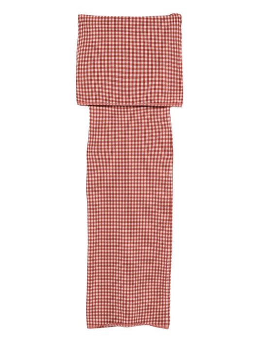 Alaia Gingham Knit Maxi Dress — Red — Size XS — Front View