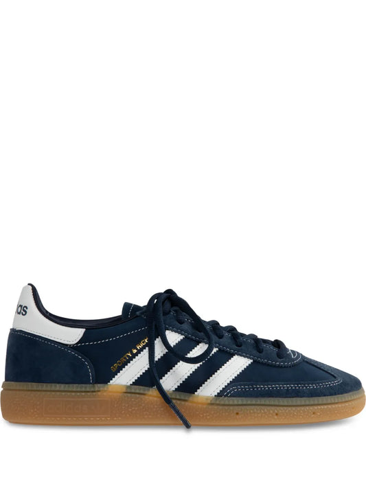 adidas X Sporty & Rich Handball Spezial Suede Sneakers — Navy Blue — Size US M 9 - US W 10.5 — Front View