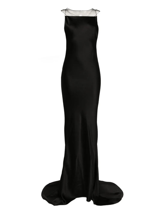Maison Margiela Hammered Satin Gown — Black/ Red — Size XS — Front View