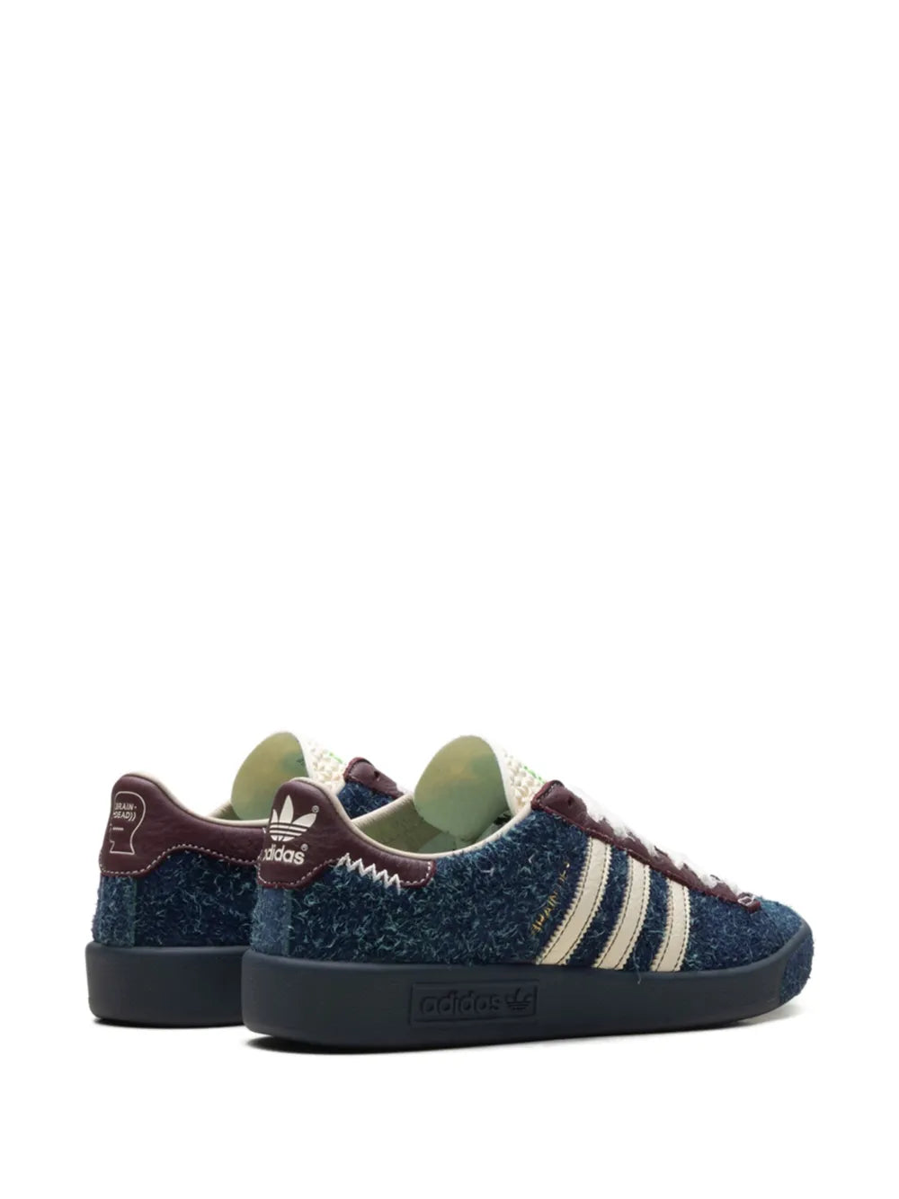 adidas X Brain Dead Forest Hills Three-Stripe Sneakers — Dark Blue — Size US M 8 - US W 9.5 — Back View