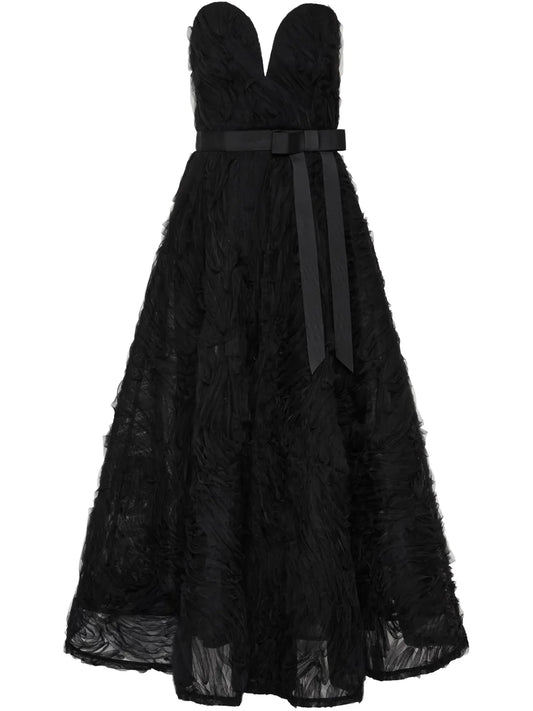 Rebecca Vallance Willow Midi Dress — Black — Size XS — Front View