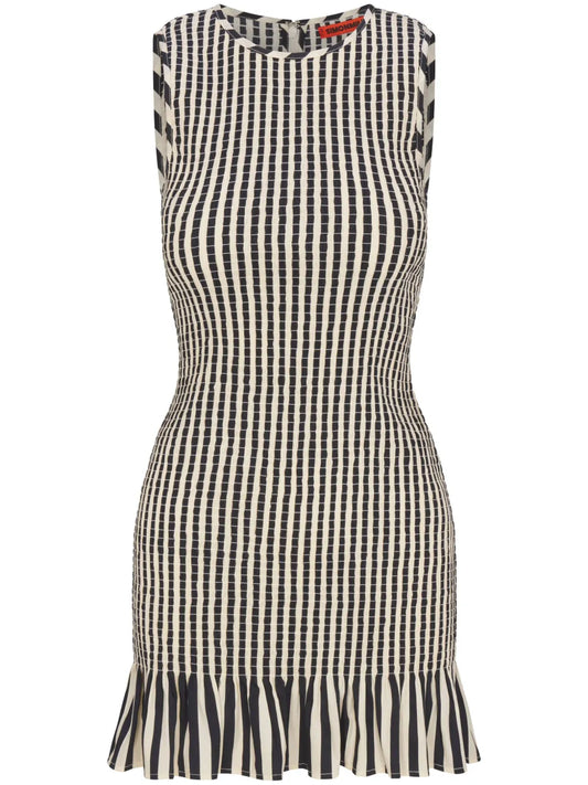 Simon Miller Belle Smocked Mini Dress — Black — Size XS — Front View