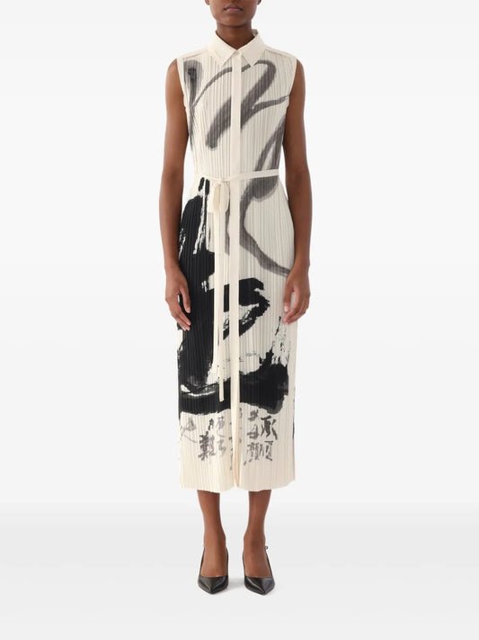 Jason Wu Collection Plisse Effect Midi Dress — White — Size XS — Front View