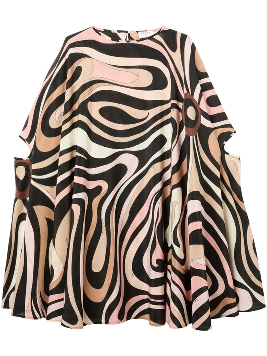 Pucci Marmo Print Dress — Black/ Red — Size XS — Front View