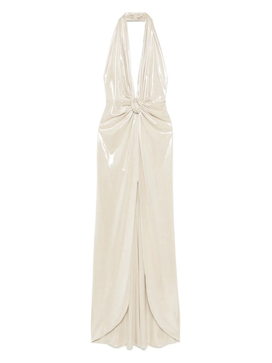 Nissa Cire Maxi Dress — Beige — Size S — Front View