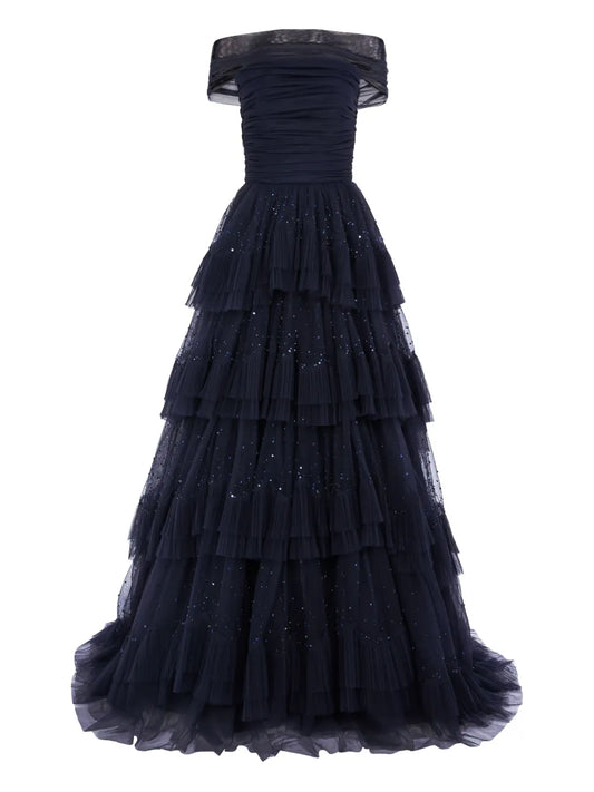 Jenny Packham Queenie Maxi Dress — Blue/ Red — Size XS — Front View