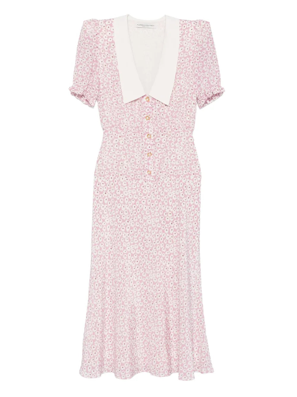 Alessandra Rich Floral Print Midi Dress — Pink — Size XS — Front View