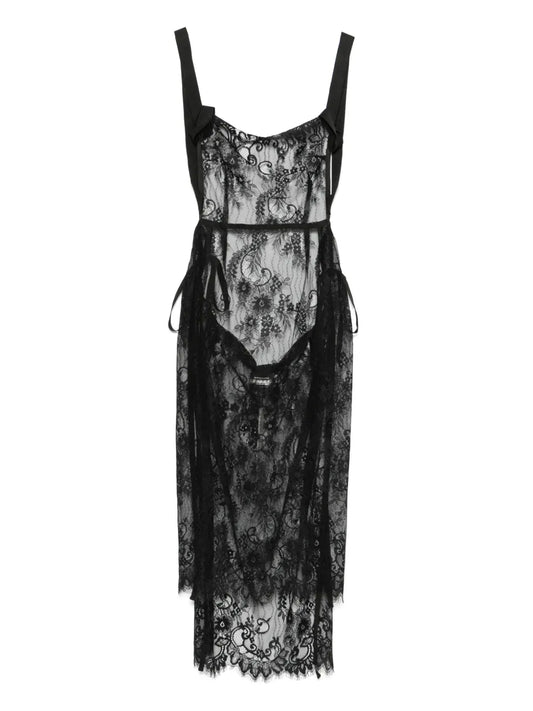 Alchemy Lace Midi Dress — Black — Size XS — Front View