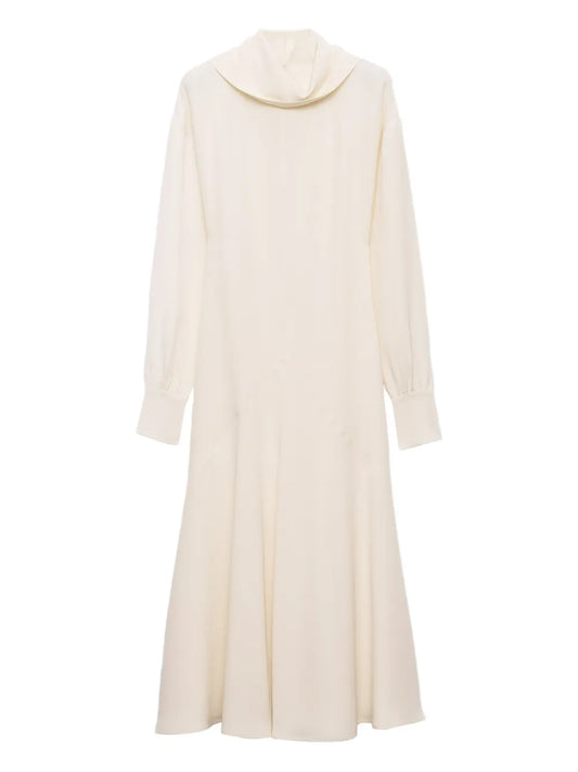 Prada Silk Midi Dress — Beige/ Red — Size XS — Front View