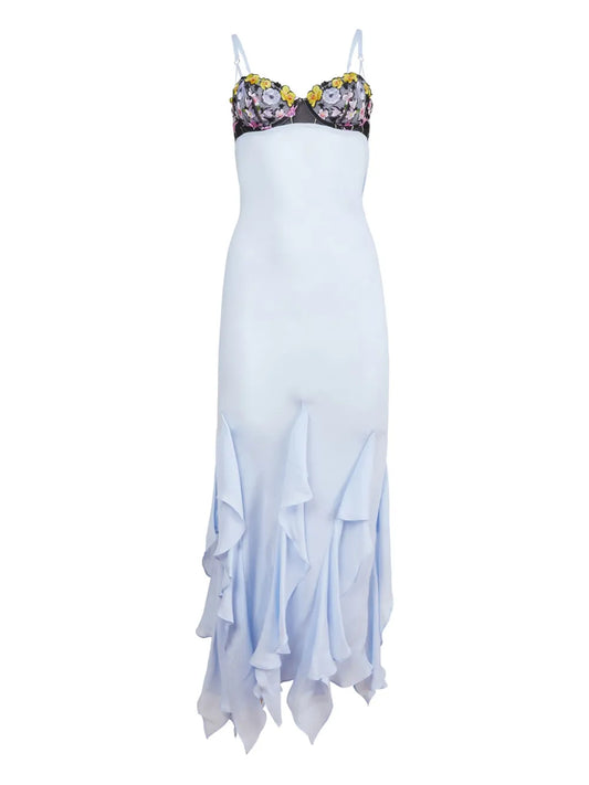 Fleur Du Mal Eden Dress — Blue — Size XS — Front View