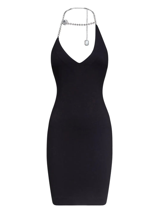 Area Crystal Embellished Minidress — Black — Size XS — Front View